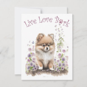 Pomeranian Dog Mum Floral Card