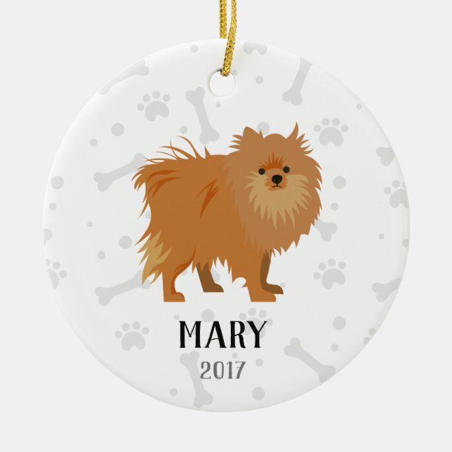 Pomeranian Dog Personalised Christmas Ornament (Front)