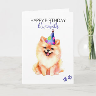 Pomeranian Dog Personalised Happy Birthday Card