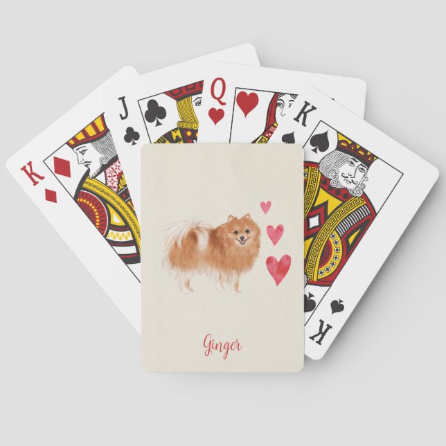 Pomeranian Dog Personalised Pet Name Playing Cards (Back)