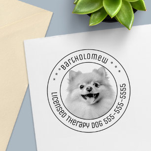 Pomeranian Dog Pet Photo Round Self-inking Stamp
