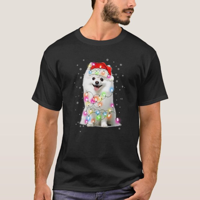 Pomeranian Dog Santa Clause Hat Xmas Christmas Men T-Shirt (Front)