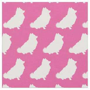 Pomeranian Dog Silhouette Pet Pink Fabric