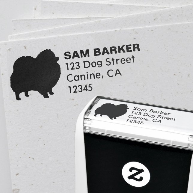 Pomeranian Dog Silhouette Return Address Self-inking Stamp (Creator Uploaded)
