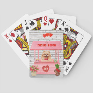 Pomeranian Dog Valentine's Day Kissing Booth Playing Cards