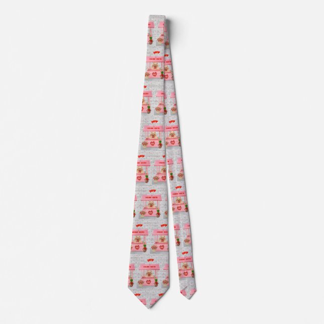 Pomeranian Dog Valentine's Day Kissing Booth Tie (Front)