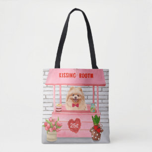 Pomeranian Dog Valentine's Day Kissing Booth Tote Bag