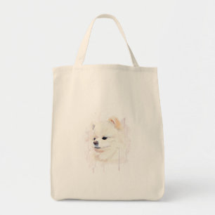 Pomeranian Dog Watercolor Painting Cute Tote Bag
