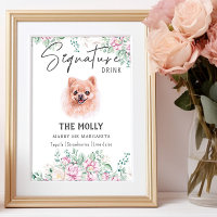 Pomeranian Dog Wedding Signature Drink Sign