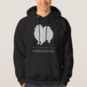 Pomeranian Dog White Silhouette Hoodie