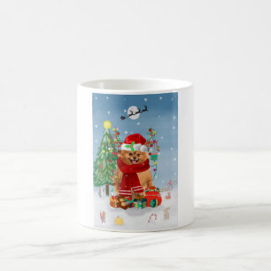 Pomeranian dog with Christmas gifts   Coffee Mug