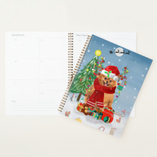 Pomeranian dog with Christmas gifts Planner