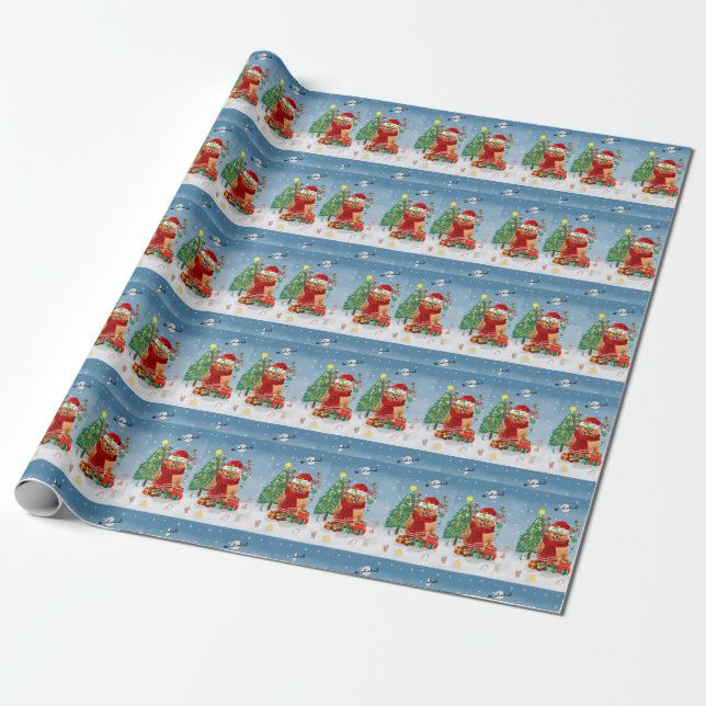 Pomeranian dog with Christmas gifts   Wrapping Paper (Unrolled)