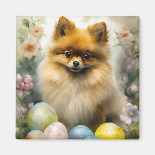 Pomeranian Dog with Easter Eggs Holiday  Magnet