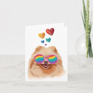 Pomeranian Dog with Hearts Valentine's Day Card