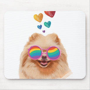 Pomeranian Dog with Hearts Valentine's Day Mouse Mat