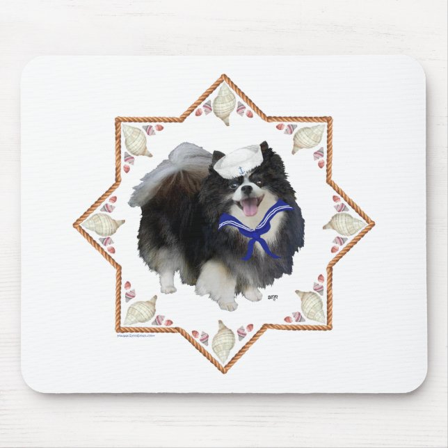 Pomeranian Dog with Seashells Mouse Mat (Front)