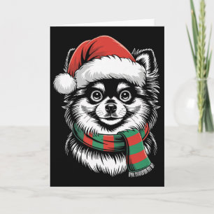 Pomeranian Dog Xmas Santa Hat Scarf Christmas Cost Card