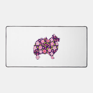 Pomeranian Dogs Flower Pattern Pomeranians Lover Desk Mat