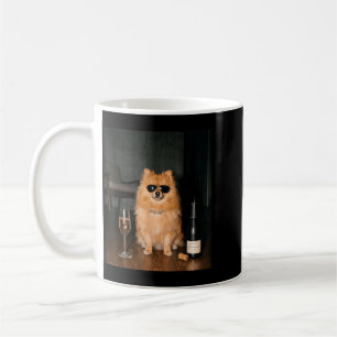 Pomeranian Drinking Champagne Funny Fathers Day Coffee Mug