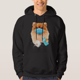 Pomeranian Face Mask Hoodie