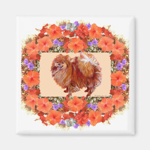 Pomeranian Floral Magnet