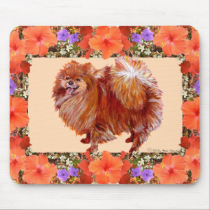 Pomeranian Floral Mouse Mat
