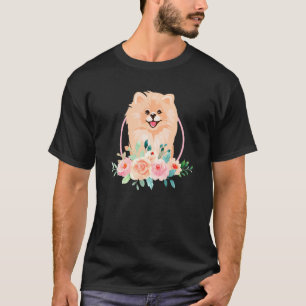 Pomeranian Flowers Pommy Pom Dog Breed German Spit T-Shirt
