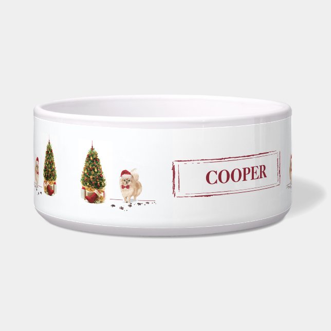 Pomeranian Funny Christmas Dog with Tree (Left)