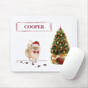 Pomeranian Funny Christmas Dog with Tree Mouse Mat