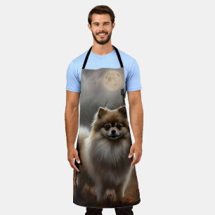 Pomeranian Halloween Scary Apron