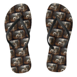 Pomeranian Halloween Scary Flip Flops