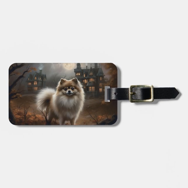 Pomeranian Halloween Scary Luggage Tag (Front Horizontal)
