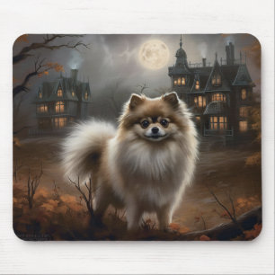 Pomeranian Halloween Scary Mouse Mat