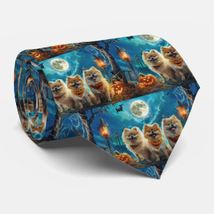 Pomeranian Halloween Spooky Tie