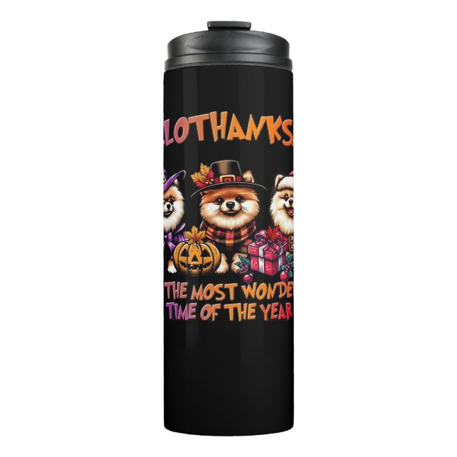 Pomeranian Halloween Thanksgiving Christmas Classi Thermal Tumbler (Front)