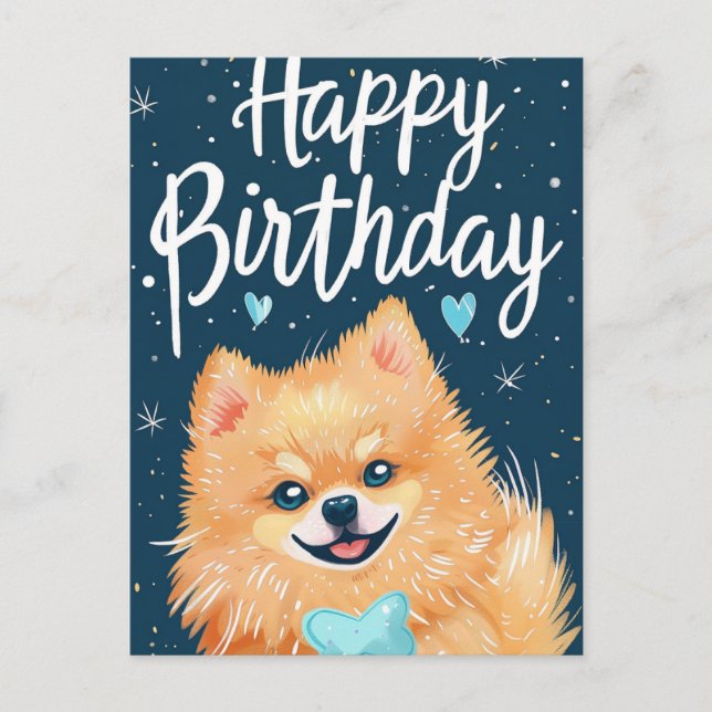 Pomeranian Happy Birthday  Postcard (Front)