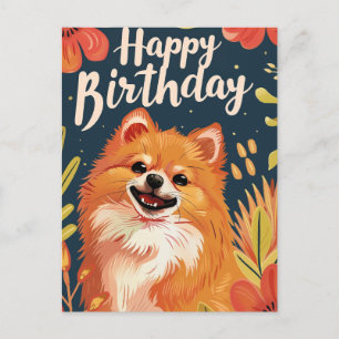 Pomeranian Happy Birthday Postcard