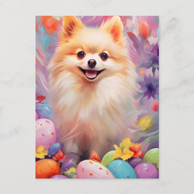 Pomeranian Happy Easter Postcard (Front)