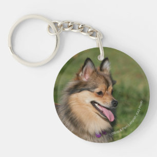 Pomeranian Headshot Panting Key Ring