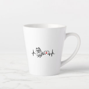 Pomeranian heartbeat ekg heart line  latte mug