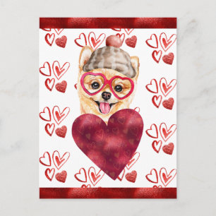 Pomeranian Hearts Dog Lover Valentine Gift Holiday Postcard