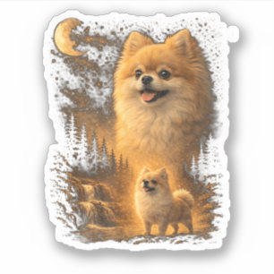 Pomeranian Howling at the Moon – Vintage Funny Dog