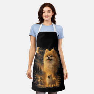 Pomeranian Howling at the Moon – Vintage Funny Dog Apron