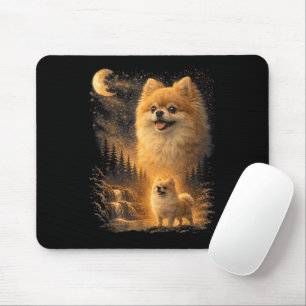 Pomeranian Howling at the Moon – Vintage Funny Dog Mouse Mat