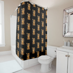 Pomeranian Howling at the Moon – Vintage Funny Dog Shower Curtain