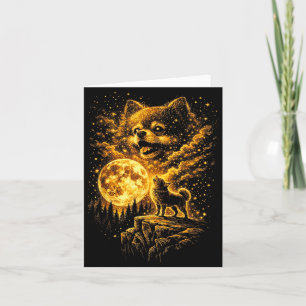 Pomeranian Howling to The Moon Vintage 90s Funny Card