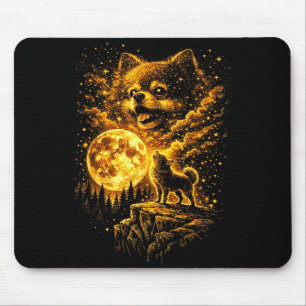 Pomeranian howling to the moon vintage 90s funny mouse mat