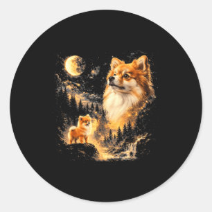 Pomeranian howling to the moon vintage 90s retro classic round sticker