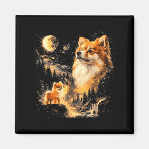 Pomeranian howling to the moon vintage 90s retro magnet